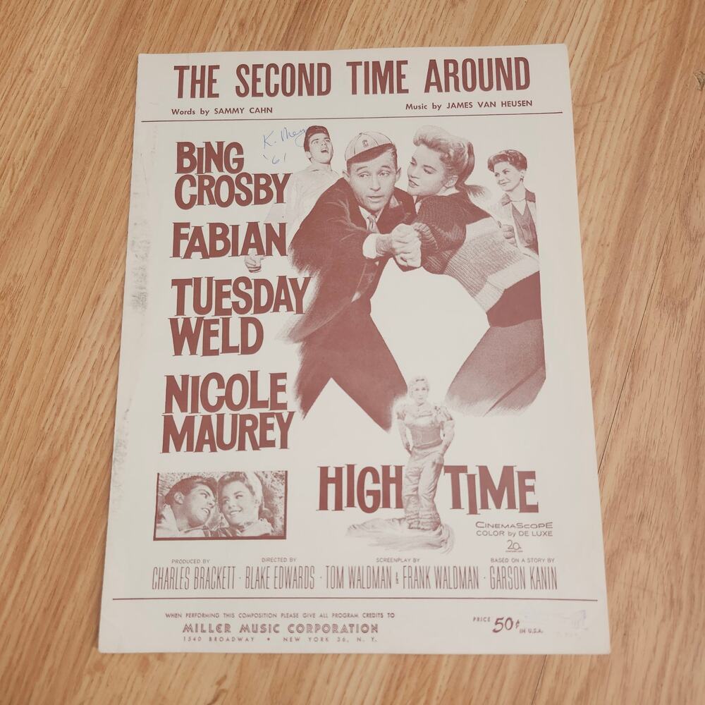 Vintage 1960 The Second Time Around High Time Sheet Music Bing Crosby Movie